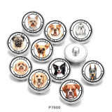20MM  Dog  Print   glass  snaps buttons