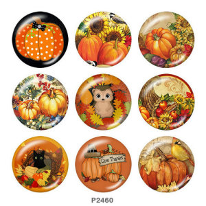 20MM  Thanksgiving   Print   glass  snaps buttons