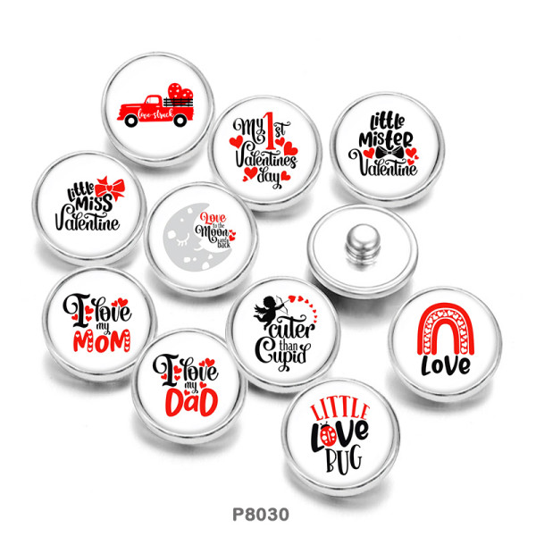 20MM  Valentine's Day  MOM  Print   glass  snaps buttons