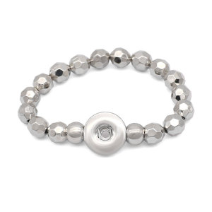 1 buttons Silver beads Elasticity  bracelet fit18&20MM  snaps jewelry