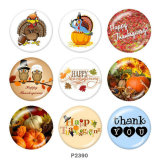 20MM  Thanksgiving   Print   glass  snaps buttons