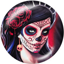 20MM  Halloween  girls death  skull  Print   glass  snaps buttons