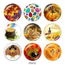 20MM  Thanksgiving   Print   glass  snaps buttons