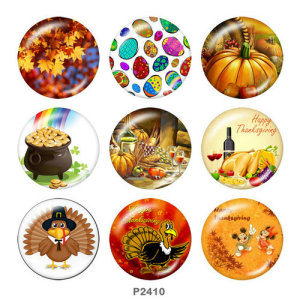 20MM  Thanksgiving   Print   glass  snaps buttons