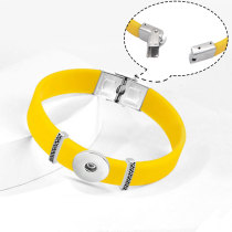 Stainless Steel Silicone Elastic Adjustable DIY Bracelet  fit 20mm snaps chunks