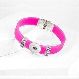 Love Stainless Steel Silicone Elastic Adjustable DIY Bracelet    Fit 20mm snaps chunks