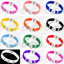 Love Stainless Steel Silicone Elastic Adjustable DIY Bracelet    Fit 20mm snaps chunks