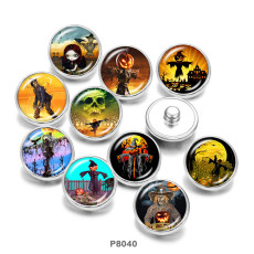 20MM Scarecrow  Halloween  Print   glass  snaps buttons