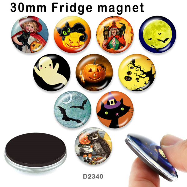 10pcs/lot  Halloween Cat  glass picture printing products of various sizes  Fridge magnet cabochon