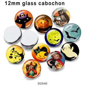 10pcs/lot  Halloween Cat  glass picture printing products of various sizes  Fridge magnet cabochon
