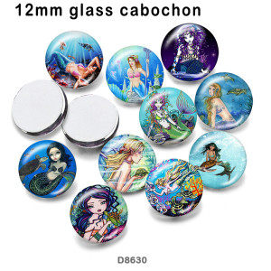 10pcs/lot  Ocean mermaid  glass picture printing products of various sizes  Fridge magnet cabochon