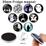 10pcs/lot  Halloween skull  glass picture printing products of various sizes  Fridge magnet cabochon