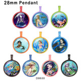 10pcs/lot  Ocean mermaid  glass picture printing products of various sizes  Fridge magnet cabochon