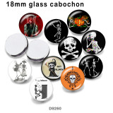 10pcs/lot  Halloween skull  glass picture printing products of various sizes  Fridge magnet cabochon