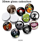10pcs/lot  Halloween skull  glass picture printing products of various sizes  Fridge magnet cabochon