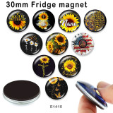 10pcs/lot  Sunflower  MOM  glass picture printing products of various sizes  Fridge magnet cabochon
