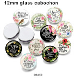10pcs/lot  Flower  words  glass picture printing products of various sizes  Fridge magnet cabochon