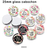10pcs/lot  Flower  words  glass picture printing products of various sizes  Fridge magnet cabochon