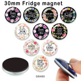 10pcs/lot  Flower  words  glass picture printing products of various sizes  Fridge magnet cabochon