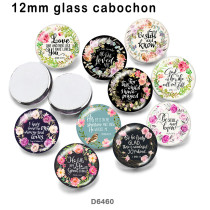 10pcs/lot  Flower  words  glass picture printing products of various sizes  Fridge magnet cabochon
