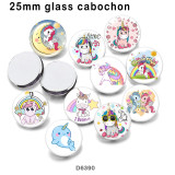 10pcs/lot  Unicorn  glass picture printing products of various sizes  Fridge magnet cabochon