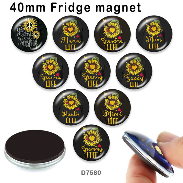 10pcs/lot  Flower Mama Nana  Mimi glass picture printing products of various sizes  Fridge magnet cabochon