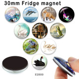 10pcs/lot  Cat  White Swan  glass picture printing products of various sizes  Fridge magnet cabochon
