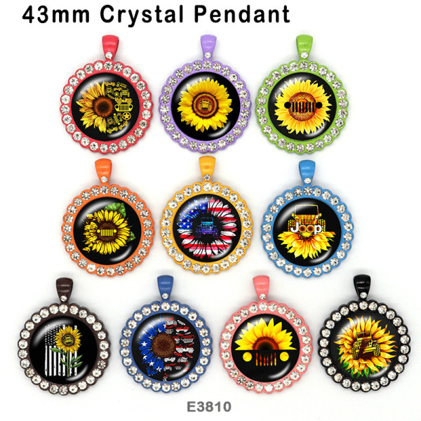 10pcs/lot Sunflower Car glass picture printing products of various sizes  Fridge magnet cabochon