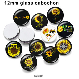 10pcs/lot Sunflower love  glass picture printing products of various sizes  Fridge magnet cabochon