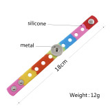 18cm kid junior style bracelet with 15mm width colorful silicone stretch fit 20mm snap button