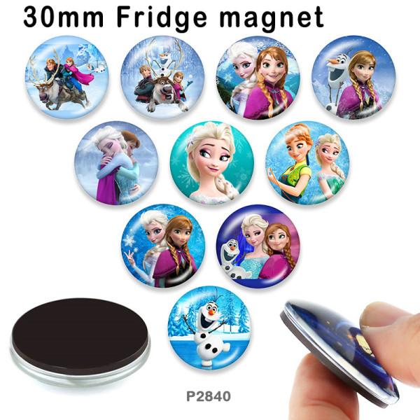 10pcs/lot  princess  glass picture printing products of various sizes  Fridge magnet cabochon