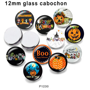 10pcs/lot  Halloween  glass picture printing products of various sizes  Fridge magnet cabochon
