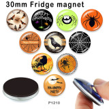 10pcs/lot  Halloween  glass picture printing products of various sizes  Fridge magnet cabochon