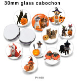10pcs/lot Halloween  glass picture printing products of various sizes  Fridge magnet cabochon