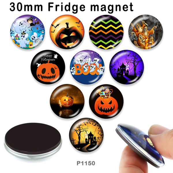 10pcs/lot Halloween  glass picture printing products of various sizes  Fridge magnet cabochon