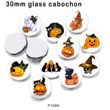 10pcs/lot Halloween  glass picture printing products of various sizes  Fridge magnet cabochon