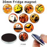 10pcs/lot Halloween  glass picture printing products of various sizes  Fridge magnet cabochon