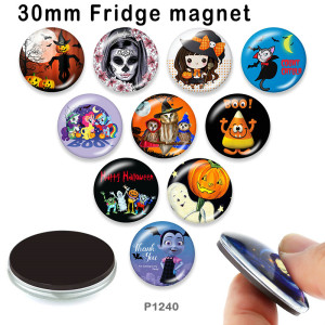 10pcs/lot  Halloween  glass picture printing products of various sizes  Fridge magnet cabochon