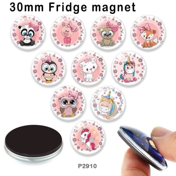 10pcs/lot  Unicorn  glass picture printing products of various sizes  Fridge magnet cabochon