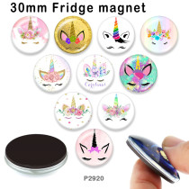 10pcs/lot  Unicorn  glass picture printing products of various sizes  Fridge magnet cabochon