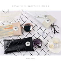 Marble pattern stitching magnet suction pocket glasses bag waterproof pu leather glasses bag fit 18&20mm snap buttom sanp jewelry