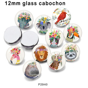 10pcs/lot  Elephant  Cat Flamingo  glass picture printing products of various sizes  Fridge magnet cabochon