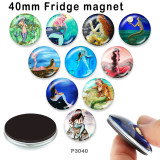 10pcs/lot  mermaid  glass picture printing products of various sizes  Fridge magnet cabochon