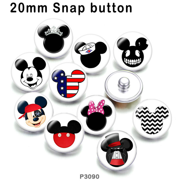 10pcs/lot  Cartoon Mickey glass picture printing products of various sizes  Fridge magnet cabochon