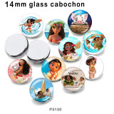 10pcs/lot  Cartoon  princess  glass picture printing products of various sizes  Fridge magnet cabochon