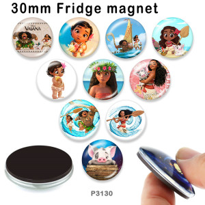10pcs/lot  Cartoon  princess  glass picture printing products of various sizes  Fridge magnet cabochon