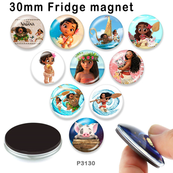 10pcs/lot  Cartoon  princess  glass picture printing products of various sizes  Fridge magnet cabochon