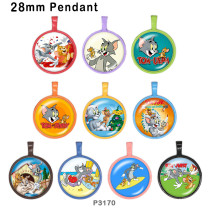 10pcs/lot Tom and Jerry glass picture printing products of various sizes  Fridge magnet cabochon