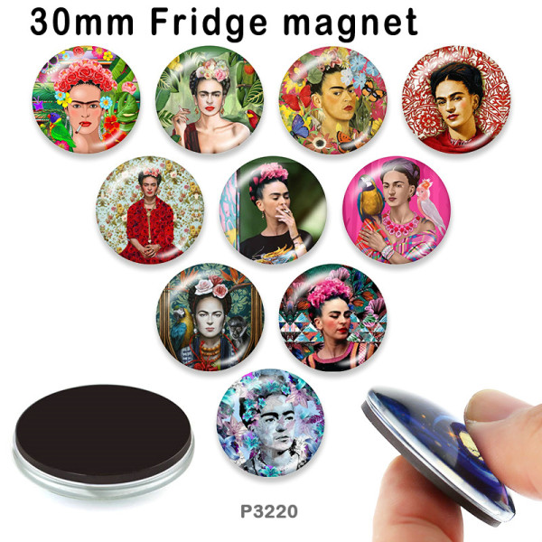 10pcs/lot   pattern  glass picture printing products of various sizes  Fridge magnet cabochon