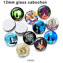 10pcs/lot  princess  girl  glass picture printing products of various sizes  Fridge magnet cabochon